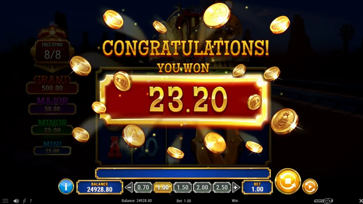 Tampilan antarmuka slot Track’n Gold di perangkat seluler
